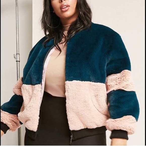 Shaci Faux Fur Color-block Jacket - Picture 2 of 6